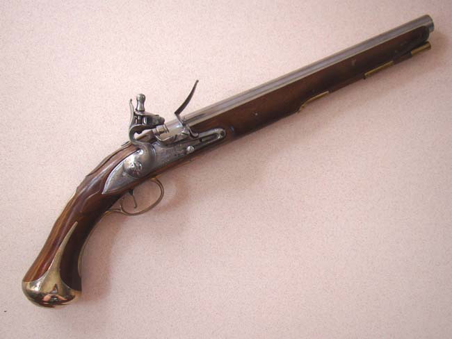 A fine reproduction of an 18th century British heavy dragoon flintlock pistol